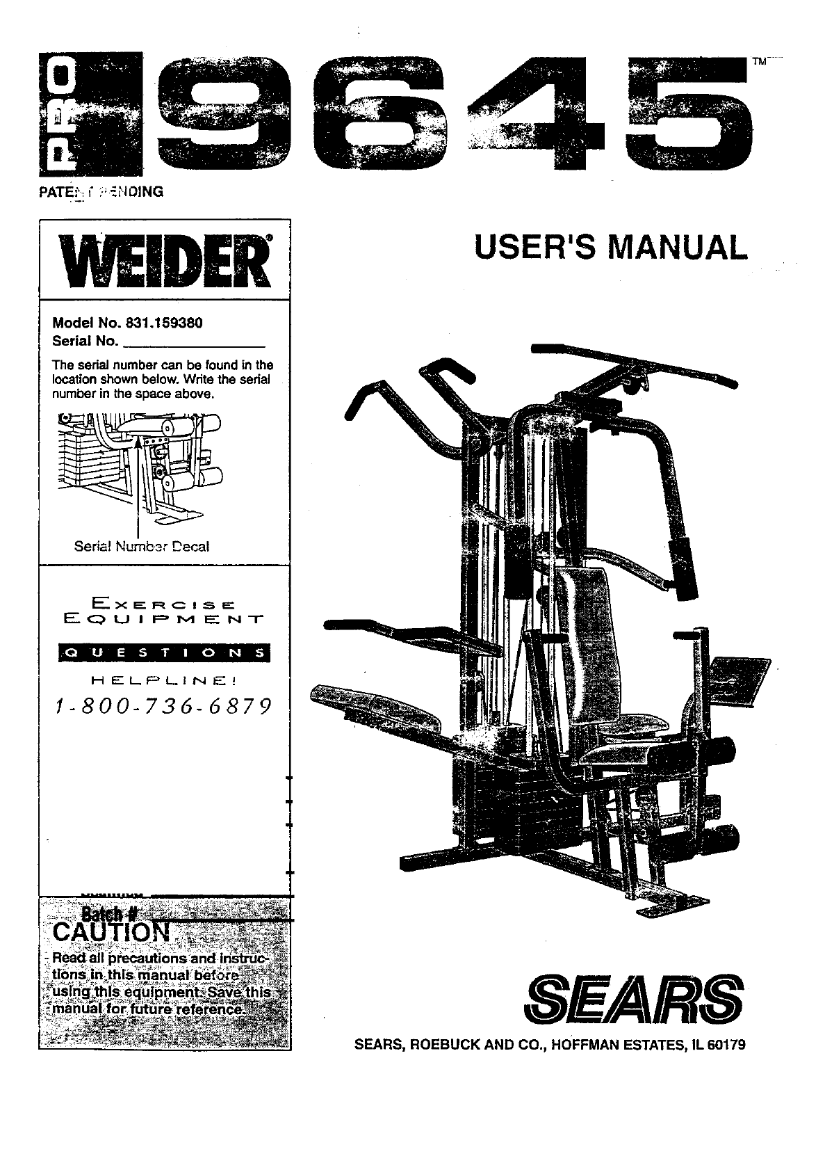 Sears User's Manual Home Gym - brownspots